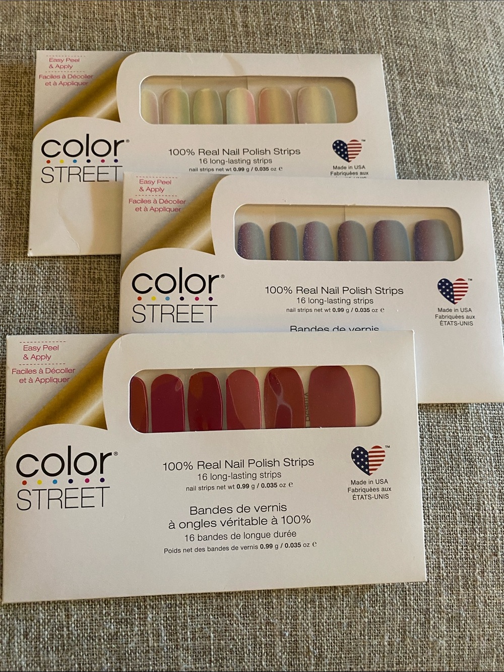 Color Street Multicolor & Red Nail Polish Strip Set